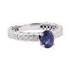 Image 1 : 1.87 ctw Blue Sapphire And Diamond Ring - 14KT White Gold