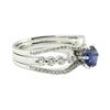 Image 1 : 1.64 ctw Round Brilliant Blue Sapphire And Diamond Ring - 18KT White Gold