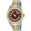 Image 2 : Rolex Ladies 2 Tone Red Vignette Diamond Lugs 26MM Oyster Perpetual Datejust Wri