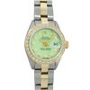 Image 2 : Rolex Ladies 2T Green Diamond Datejust Wristwatch With Oyster Band