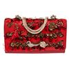 Image 1 : Valentino Red Leather Feather Va Va Voom Clutch