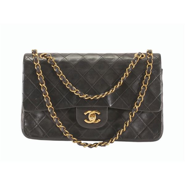 Chanel Classic Black Quilted Lambskin Leather CC Double Flap Small Shoulder Bag
