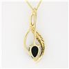 Image 5 : 14k Yellow Gold Pear Cabochon Black Onyx Open Pendant Necklace