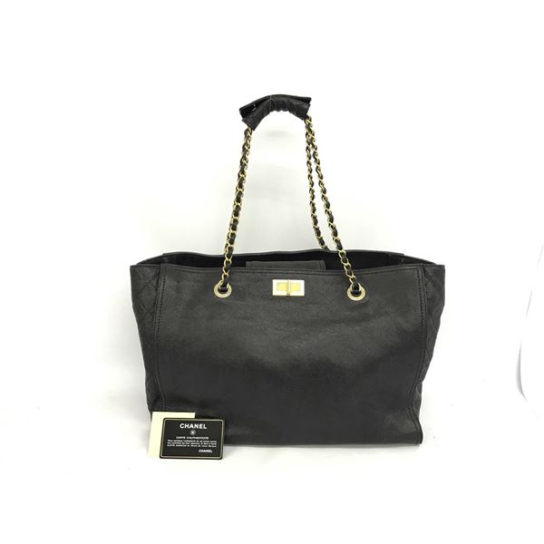 Chanel Black Caviarskin Leather Grand Shopping Bag