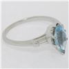 Image 4 : Vintage 14k White Gold 1.20 ctw Marquise Aquamarine and Baguette Diamond Ring