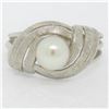 Image 1 : Vintage 14k White Gold 6.3mm Round Pearl Solitaire Florentine Finished Open Swir