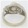 Image 5 : Vintage 14k White Gold 6.3mm Round Pearl Solitaire Florentine Finished Open Swir