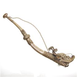 Vintage Nickel Brass Tibet Ritual Horn  (ANT-610)
