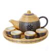 Image 1 : Fine Woven Bamboo Over Ceramic Tea Set (DEC-026)
