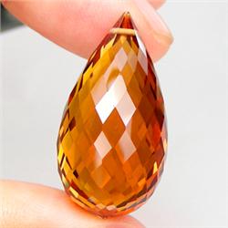 27.95ct RARE Scintillating Briolette Madeira Citrine FLAWLESS RARE $3050 (GEM-8070A)