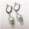 Image 3 : SILVER RHODIUM PLATED EMERALD(6.4CT) EARRINGS
