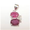 Image 1 : SILVER RHODIUM PLATED RUBY(8CT) EARRINGS,