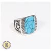 Image 1 : 14)  RECTANGULAR CUT LAB CREATED TURQUOISE