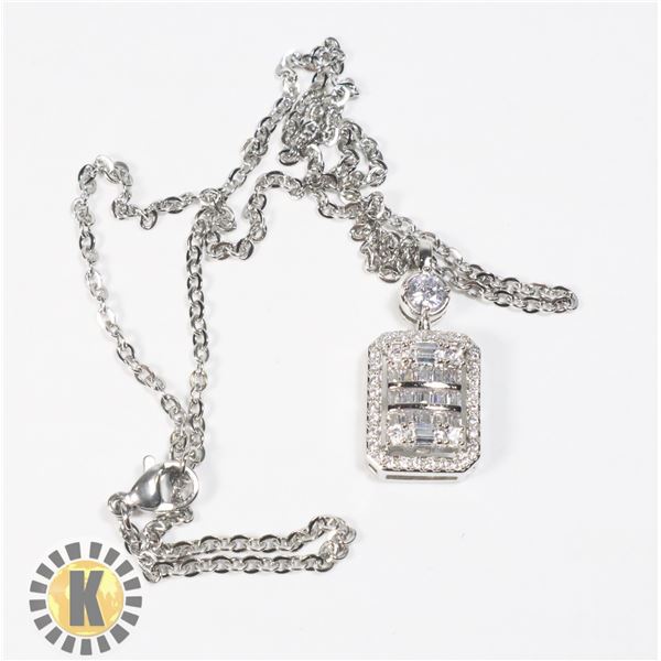 16)   RECTANGULAR CUT FANCY HALO PENDANT SET