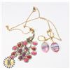 Image 1 : 6)  GOLD TONE AND  SHADES OF PINk, CORAL AND