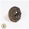 Image 1 : 12)  BRONZE STATEMENT RING SET WITH BLACK