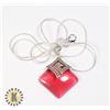 Image 1 : 21)  TIBETAN SILVER AND RED RHOMBUS TITANIUM