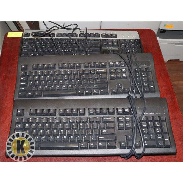 LOT OF 3 DELL WIRED KEYBOARD