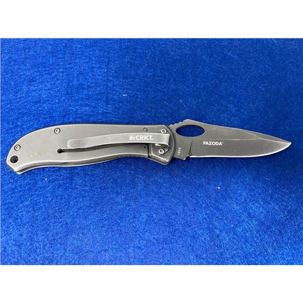 CRKT Pazoda Grey Locked Blade folding pocket knife with clip