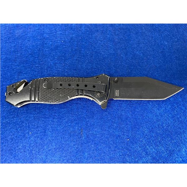 Titan Black Stainless Rostifrei Lock Blade folding pocket knife with clip