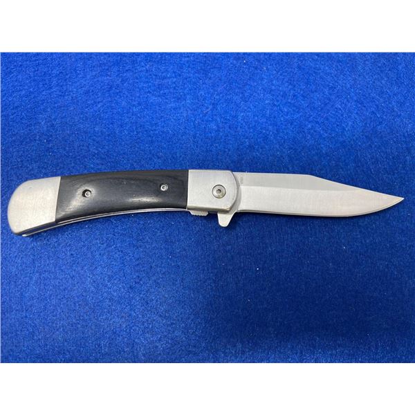 Buckshot Wooden Black Handle Lock Blade folding pocket knife