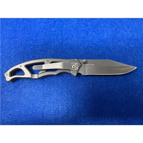 Gerber Dark Grey Paraframe Lock Blade folding pocket knife with clip