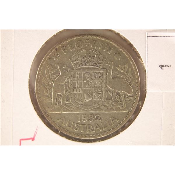 1952 AUSTRALIA SILVER FLORIN .1818 OZ. ASW