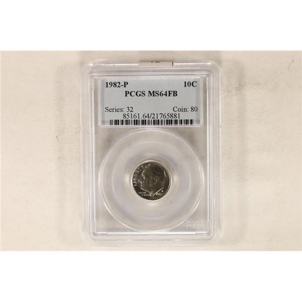 1982-P ROOSEVELT DIME PCGS MS64FB