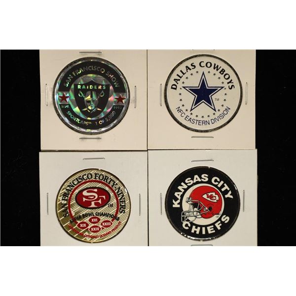 FOUR 1 1/2"  SPORTS TOKENS: DALLAS COWBOYS,
