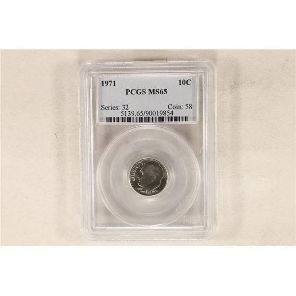 1971 ROOSEVELT DIME PCGS MS65