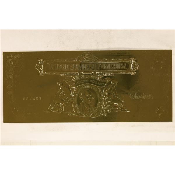 GOLD FOIL REPLICA OF 1899 US $2 SILVER CERTIFICATE