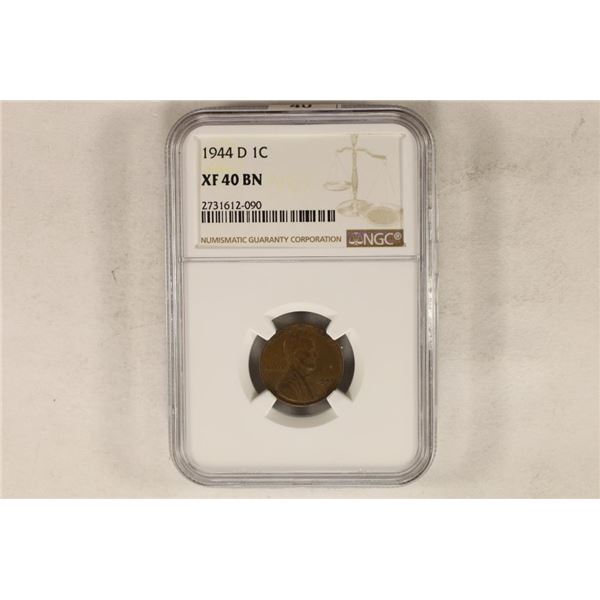 1944-D LINCOLN CENT NGC XF40BN