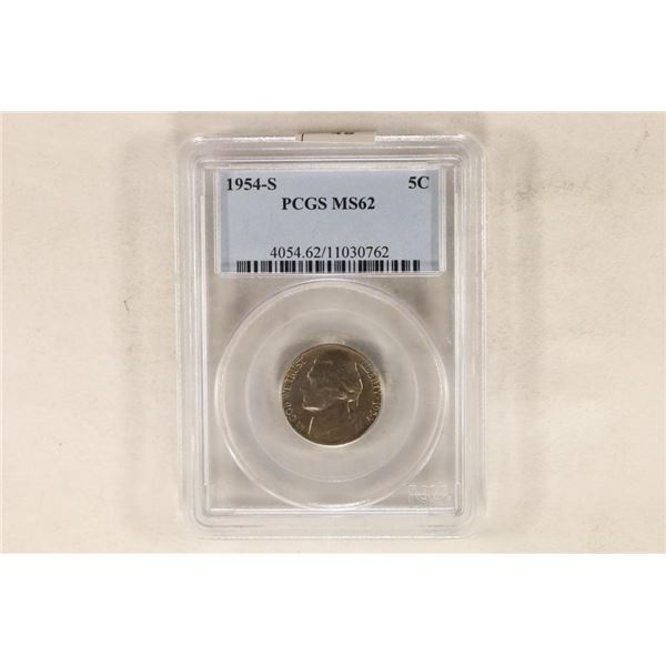 1954-S JEFFERSON NICKEL PCGS MS62