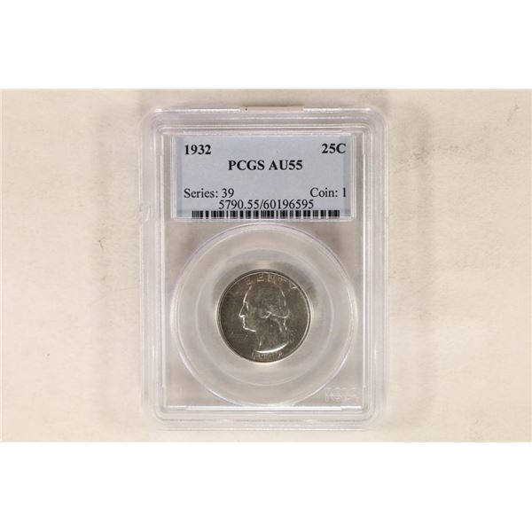 1932 WASHINGTON SILVER QUARTER PCGS AU55