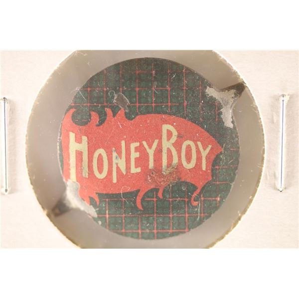 VINTAGE METAL TOBACCO TAG.  COLORIZED  HONEY BOY 