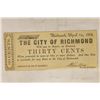 1862 THE CITY OF RICHMOND 30 CENT OBSOLETE BANK
