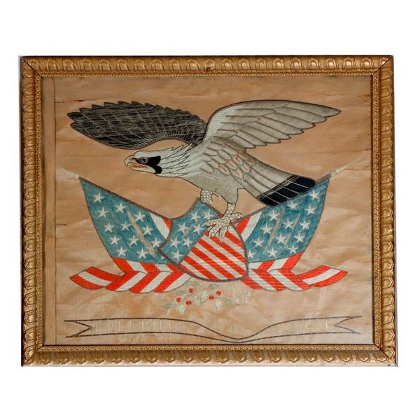 PATRIOTIC EAGLE SILK EMBROIDERY SOUVENIR.