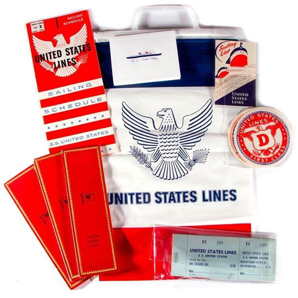 GROUP OF OCEAN LINER EPHEMERA.