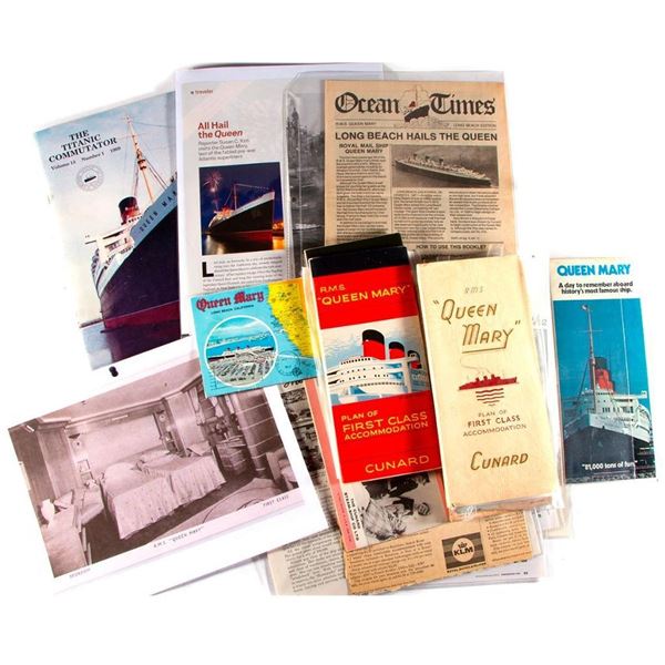 GROUP OF CUNARD LINES/QUEEN MARY EPHEMERA.