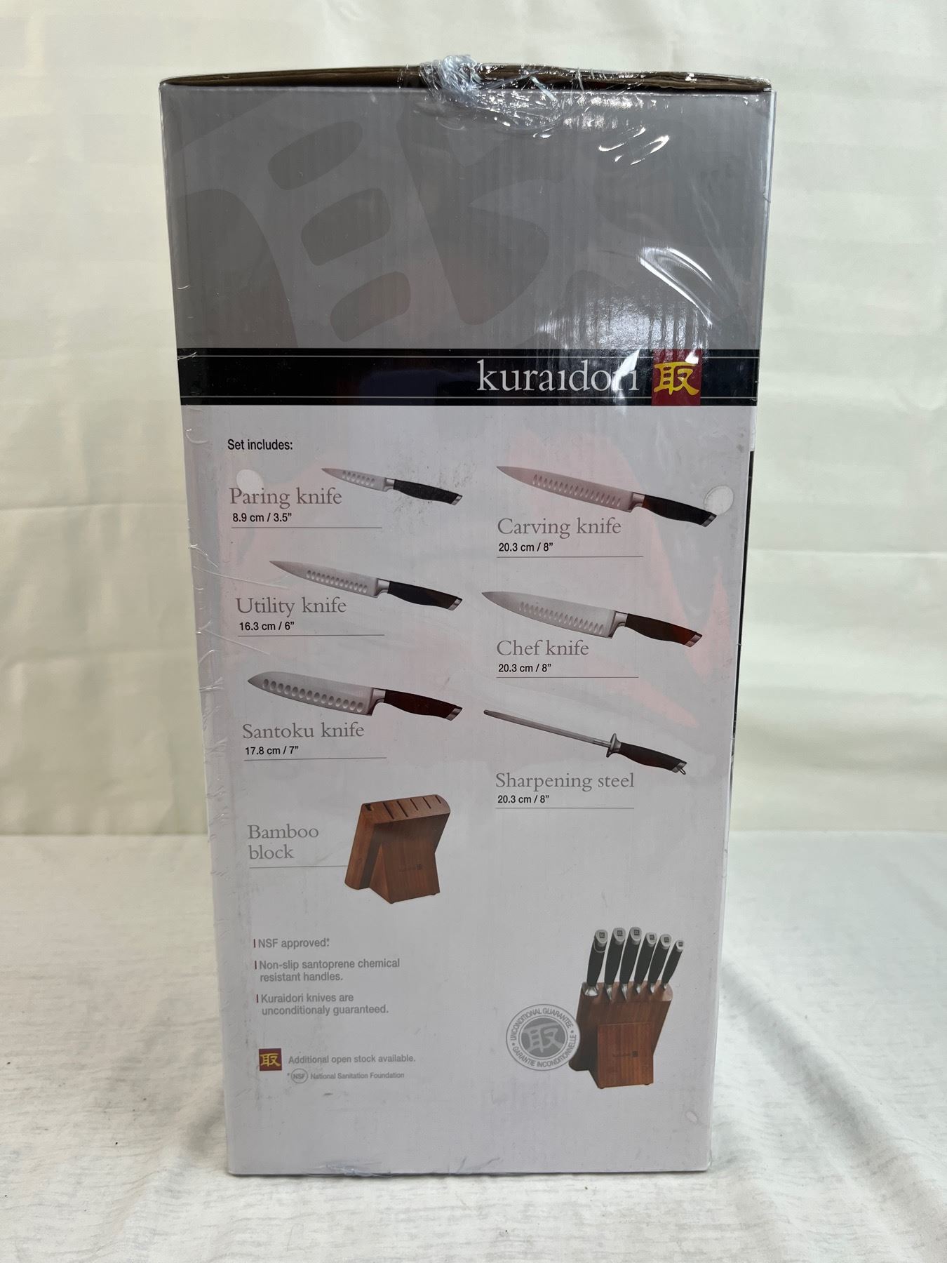 Kuraidori 7 piece Knife Block Set Salt & Pepper Set