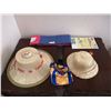 Image 1 : 2 x Bamboo Sun Hats (Made in Thailand), Japanese Waist Belt and Catalogue, and Decorative Bag