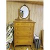 Image 1 : Dresser With Bevelled Mirror Maple  32 x 18D x 75T