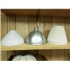 Image 2 : Milk Glass Shade 2 Aluminum Hanging Wicker Lamp