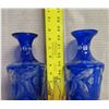 Image 2 : Qty 2 Cobalt Blue Glass Vases 8.5"H, Chipped Rims