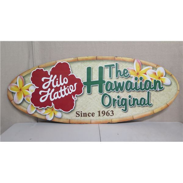 Hilo Hattie The Hawaiian Original Since 1963 Oval Sign 71"L of Thin Hard Form