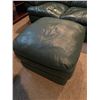 Image 2 : DeCoro Green Leather Love Seat & Ottoman   64Lx42Wx32H