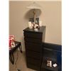 Image 1 : 6 Drawer Dresser (48H x 15W x19" depth), 2 Bulb Lamp, Assorted Small Decor
