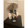 Image 2 : 6 Drawer Dresser (48H x 15W x19" depth), 2 Bulb Lamp, Assorted Small Decor