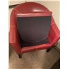 Image 3 : 2 x Red Leather Chairs, Cushioned - 31H x 27W x 26.5" depth
