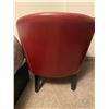 Image 4 : 2 x Red Leather Chairs, Cushioned - 31H x 27W x 26.5" depth